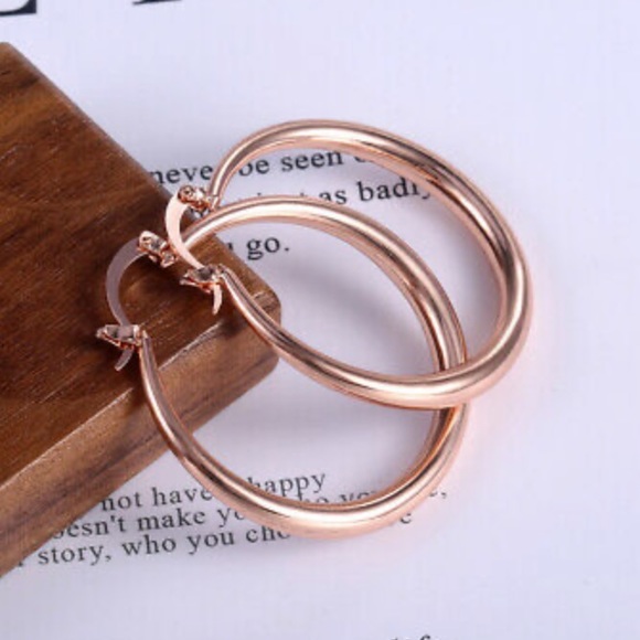 NEW 18k Rose gold Plated Hoop Earrings - Picture 5 of 6